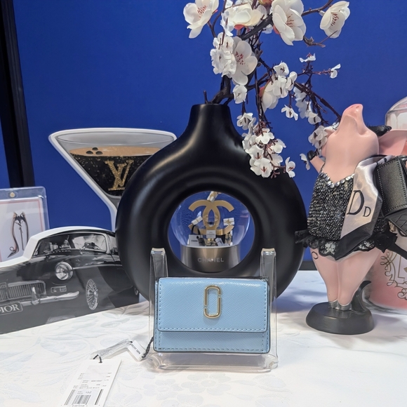 Marc Jacobs Compact Misty Blue/ Multi Colored Bifold Wallet